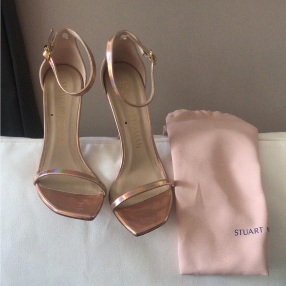 NWOT STUART WEITZMAN Pink Mirrored Sandals, 9.5us - Picture 3 of 5